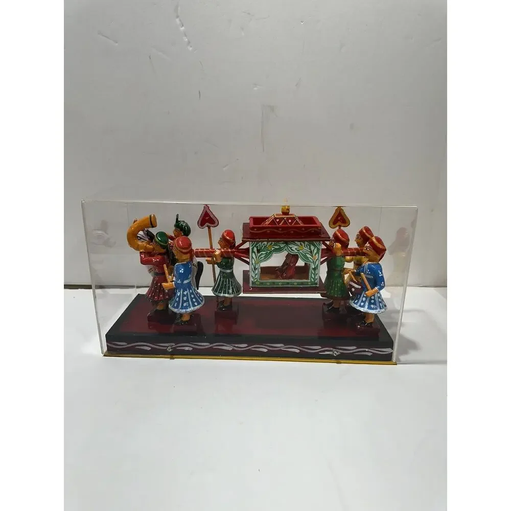 Wooden Marriage‎ Procession Kondapalli Art Figurine Indian Statue Dolls Display